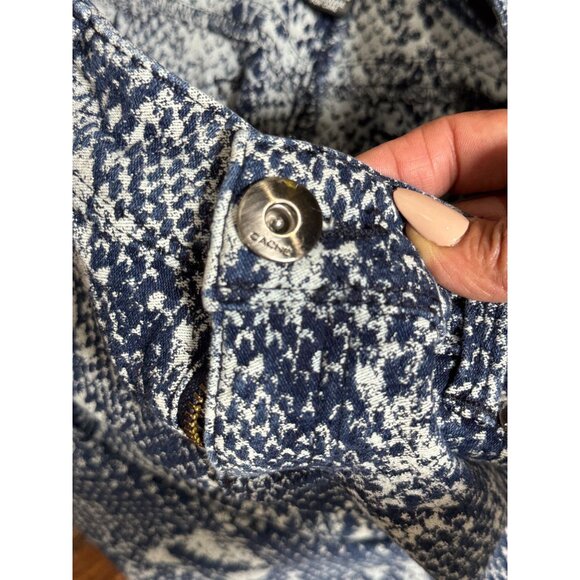 CACHE Womens Size 4 Blue & White  Denim Stretch Snake Print Skinny Jeans Comfort - Picture 11 of 13